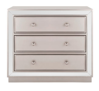 Recalled chest with champagne drawers and mirror finish (Model Number CHS6403A)